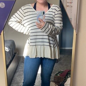 Peplum Striped Long Sleeve
